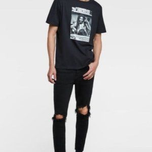 ZARA MAN distressed knees skinny jeans black size 30